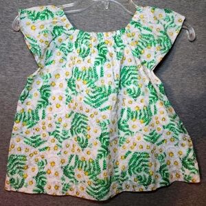 Gymboree Girls White Yellow Green Daisy Print Shirt/ Top NWT S Sz (5-6) Lined